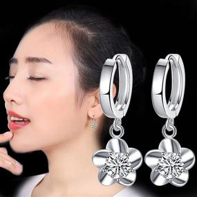 img 3 attached to Silver Plated Earrings Hypoallergenic Zirconia Girls' Jewelry