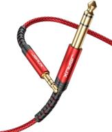 🎧 jsaux 3.5mm to 6.35mm stereo audio cable - 1/4" male to 1/8" male - 4ft red cable for guitar, ipod, laptop, home theater, speaker and amplifiers logo