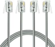 📞 necables (2 pack) 3ft phone cord rj11 6p4c male to male for landline and fax - optimal length of 3 feet logo