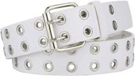 double grommet leather womens studded logo