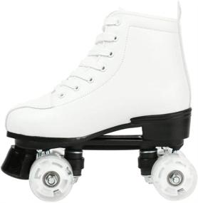 img 3 attached to High-top Classic Women's Roller Skates - Four-Wheel Outdoor Shiny Skates for Women, Teens, Youth Boys, and Girls with Shoes Bag