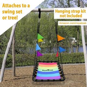 img 3 attached to Ultimate Giant Platform Tree Swing with 700 lb Weight Capacity - Durable 🌈 Steel Frame, Waterproof & Adjustable Ropes, Includes Flag Set, Carabiners, & Non-Stop Fun for Kids!