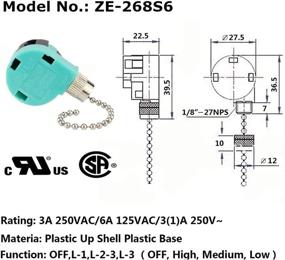 img 3 attached to 🔧 2PCS Ceiling Fan Switch Zing Ear ZE-268S6 - 3 Speed 4 Wire Pull Chain Switch – Replacement Speed Control Switch for Ceiling Fan – Nickel