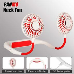 img 3 attached to 🌬️ Stay Cool Anywhere with PANMO Portable Neck Fan: 4 Speeds, LED Lights, Aromatherapy, USB Rechargeable & 360° Adjustable for Sports, Travel & Outdoors!