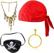 🏴 pirate-inspired captain costume accessory set for boys: earrings, necklace, hats & caps logo