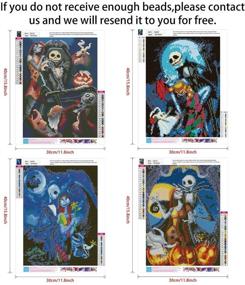 img 3 attached to 🎃 Set of 4 Halloween Jack Skull 5D Full Drill Diamond Painting Kits - UNIME DIY Diamond Rhinestone Painting for Adults and Beginners, Embroidery Arts Crafts Home Decor, 16 X 12 Inch