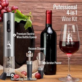 img 3 attached to 🍷 Efficient Electric Wine Opener Set with Accessories – Cordless & Operated Corkscrew for Wine Bottles – Battery-Powered Automatic Opener with Foil Cutter, Stopper & Aerator – Perfect Wine Gift Set