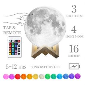 img 1 attached to 🌙 Moon Lamp 7.1", Mono Living: Remote Control Night Light with Stand - Perfect Boho Decor and Gift for Teenage Girls and Neutral Baby Rooms - Celestial Gadget for Teen