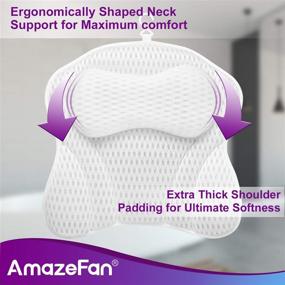 img 2 attached to AmazeFan Luxury Bath Pillow with 4D Air Mesh Technology and 6 Suction Cups for Optimal Support to Head, Back, Shoulder, and Neck - Fits All Bathtubs, Hot Tubs, and Home Spas