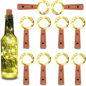 img 3 attached to ✨ Yomxjs Wine Bottle Cork Lights: Battery Operated 10 Pack Fairy Lights for Crafts, Wedding, Party Decor - 7 ft Silver Wire, 20 LEDs, Warm White