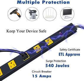 img 2 attached to 🔌 ETL Certified Power Strip Surge Protector - 10 Outlet Heavy Duty with Wide Spaced Socket, 6 FT Extension Cord, Ideal for Workshop, Commercial, Industrial, Shop Use