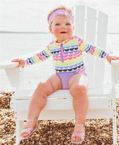 img 2 attached to 👙 RuffleButts Baby/Toddler Girls Long Sleeve Rash Guard 2 Piece Swimsuit Set: Ultimate Sun Protection with UPF 50+ & Convenient Zipper