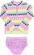 👙 rufflebutts baby/toddler girls long sleeve rash guard 2 piece swimsuit set: ultimate sun protection with upf 50+ & convenient zipper logo