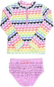 img 4 attached to 👙 RuffleButts Baby/Toddler Girls Long Sleeve Rash Guard 2 Piece Swimsuit Set: Ultimate Sun Protection with UPF 50+ & Convenient Zipper