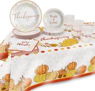 🍂 thanksgiving disposable tableware sets for 24 guests - paper plates, napkins, cups, and waterproof tablecloth - ideal for fall parties and festive thanksgiving table decorations with hollow out design logo