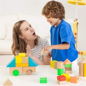 img 1 attached to Lewo Wooden Construction Building Stacking: Enhance Problem-Solving Skills and Creativity with this Educational Toy Set