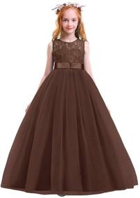 img 4 attached to Adorable Flower Girl Lace Long Princess Dresses: Perfect for Formal Weddings, Parties, Pageants, and First Holy Communion - Get the Stunning Puffy Tulle Dress Now!