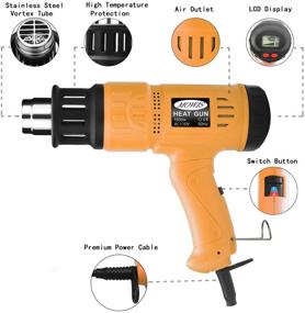 img 3 attached to 🔥 Heavy Duty 1800W Heat Gun - Mowis Hot Air Shrink Gun with LCD Display, Adjustable Temperature &amp; Wind Speed (Yellow)