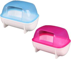 img 4 attached to 🐹 JSM 2-Piece Small Animals Bath Set, Sand Container for Dwarf Hamster/Mouse/Chinchilla/Rat/Gerbil