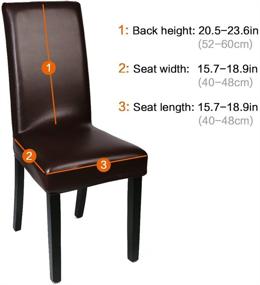 img 2 attached to 🪑 YISUN Dining Chair Covers - Waterproof and Oilproof Stretch Slipcover in Solid Pu Leather (Deep Coffee, 4 Pack)