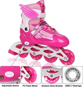 img 2 attached to 🛼 ZALALOVA Adjustable Inline Skates for Girls - Safe, Durable Roller Skates with Breathable Mesh- All Illuminating Wheels