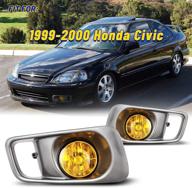 🚘 fog lights for honda civic 1999 2000 – h3 12v55w bulbs, oem fog lamps + wiring kits & switch, yellow lens – 1 pair logo