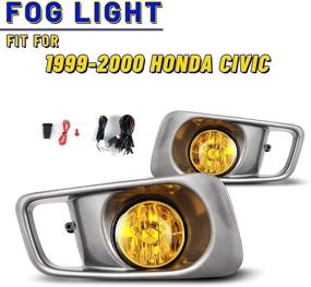 img 3 attached to 🚘 Fog Lights for Honda Civic 1999 2000 – H3 12V55W Bulbs, OEM Fog Lamps + Wiring Kits & Switch, Yellow Lens – 1 Pair