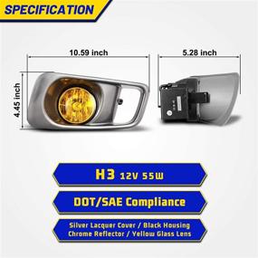 img 2 attached to 🚘 Fog Lights for Honda Civic 1999 2000 – H3 12V55W Bulbs, OEM Fog Lamps + Wiring Kits & Switch, Yellow Lens – 1 Pair