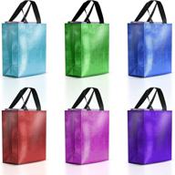 🎁 12 pack of assorted color non-woven reusable gift bags with glossy finish - perfect for birthdays, weddings, and christmas - small-medium size (8x4x10 inches) - rainbow party mix logo