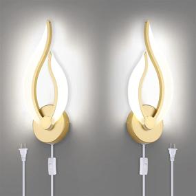 img 2 attached to 💡Pasoar Gold Wall Light: Стильные светодиодные лампы для спален - Набор из 2