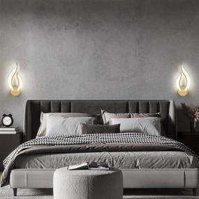 img 1 attached to 💡Pasoar Gold Wall Light: Стильные светодиодные лампы для спален - Набор из 2