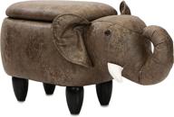 🐘 critter sitters brown 15" seat height elephant ottoman - faux leather look with durable legs and storage, perfect for nursery, bedroom, playroom & living room - decorative furniture for improved seo logo