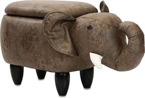 img 4 attached to 🐘 CRITTER SITTERS Brown 15" Seat Height Elephant Ottoman - Faux Leather Look with Durable Legs and Storage, perfect for Nursery, Bedroom, Playroom & Living Room - Decorative Furniture for Improved SEO