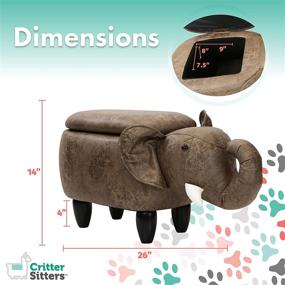 img 2 attached to 🐘 CRITTER SITTERS Brown 15" Seat Height Elephant Ottoman - Faux Leather Look with Durable Legs and Storage, perfect for Nursery, Bedroom, Playroom & Living Room - Decorative Furniture for Improved SEO