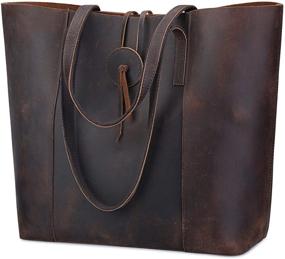 img 4 attached to S ZONE Vintage Genuine Leather Women's Handbags & Wallets: Stylish and Detachable Totes