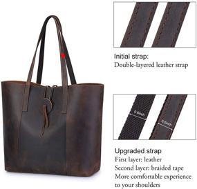 img 3 attached to S ZONE Vintage Genuine Leather Women's Handbags & Wallets: Stylish and Detachable Totes