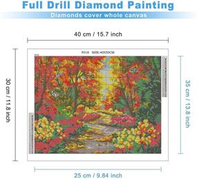 img 3 attached to 🌸 Autumn Landscape Blossom - MXJSUA DIY 5D Diamond Painting Full Square Drill Kits Rhinestone Picture Art Craft Home Wall Decor 14x18In