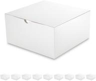 🎁 packqueen 10 gift boxes 8x8x4 inches: easy-fold bridesmaids proposal boxes for gifts, crafting, cupcakes & more – glossy white with elegant grain texture logo