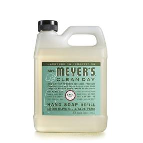 img 3 attached to 🌿 Заправка для жидкого мыла для рук с базиликом от Meyer's Clean Day - Биоразлагаемое мыло для рук с эфирными маслами, 33 унции, не тестируется на животных