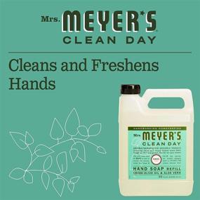 img 1 attached to 🌿 Заправка для жидкого мыла для рук с базиликом от Meyer's Clean Day - Биоразлагаемое мыло для рук с эфирными маслами, 33 унции, не тестируется на животных