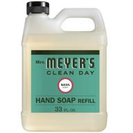 🌿 заправка для жидкого мыла для рук с базиликом от meyer's clean day - биоразлагаемое мыло для рук с эфирными маслами, 33 унции, не тестируется на животных логотип