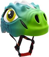 🦖 dinosaur kid safety helmet: 3d cartoon design with rear led warning light and adjustable belt for multi-sport bike protection, rollerblading, inlineskating, cycling, balance use – youth girls boys ages 3-8 logo