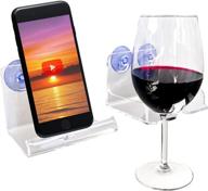 🚿 set of 2 atlas hold - beer/wine and phone shower holder | shower cup holder, beer gifts & bath accessories | bathtub wine glass holder, shower phone holder suction cup (clear) logo