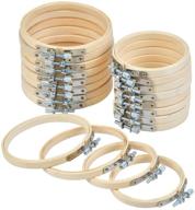 🧵 20pcs qlouni embroidery hoops set - 3 inch and 4 inch wooden round adjustable bamboo circle cross stitch hoop ring for embroidery, cross stitch art, craft, and sewing (2 size) logo