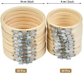 img 3 attached to 🧵 20Pcs QLOUNI Embroidery Hoops Set - 3 inch and 4 inch Wooden Round Adjustable Bamboo Circle Cross Stitch Hoop Ring for Embroidery, Cross Stitch Art, Craft, and Sewing (2 Size)