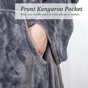 img 2 attached to 🛋️ Cozy Gray Flannel Fleece Wearable Blanket with Sleeves and Foot Pocket for Ultimate Comfort - Perfect for Adults, 260GSM Lightweight TV Blanket Throw Wrap for Bed, Sofa, Couch, Travel, Home, and Office (79" x 67")