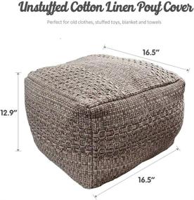 img 3 attached to 🪑 Esk Square Pouf Cover for Living Room and Bedrooms - Unstuffed Ottoman, Foot Stool, Foot Rest, Cotton Linen Bean Bag Chair for Home Decor in Blue