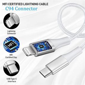 img 3 attached to 🔌 2Pack 6ft USB C в кабель Lightning, Yosou Тип C iPhone Зарядное устройство Провод питания - Сертифицированное MFi Быстрая зарядка Плетеный USB-C зарядный кабель для iPhone 12 Pro Max Mini/11/X/XS/XR/XS/8 7 6s Plus/SE, iPad