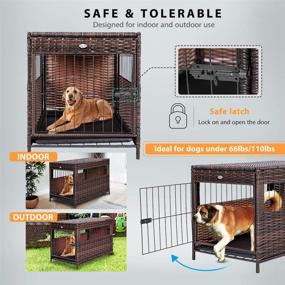 img 1 attached to DEStar Heavy Duty PE Rattan Wicker Pet Dog Cage Crate - Indoor/Outdoor Puppy House Shelter with Removable Tray and UV Resistant Cover