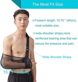 img 1 attached to 🤕 Medical Grade Arm Sling for Shoulder Injury Broken Arm Elbow - High-Quality Mesh Arm Support for Men & Women, Small Size - Designed for Injury Recovery & Immobilization - Unisex, Black Color, 13"-16